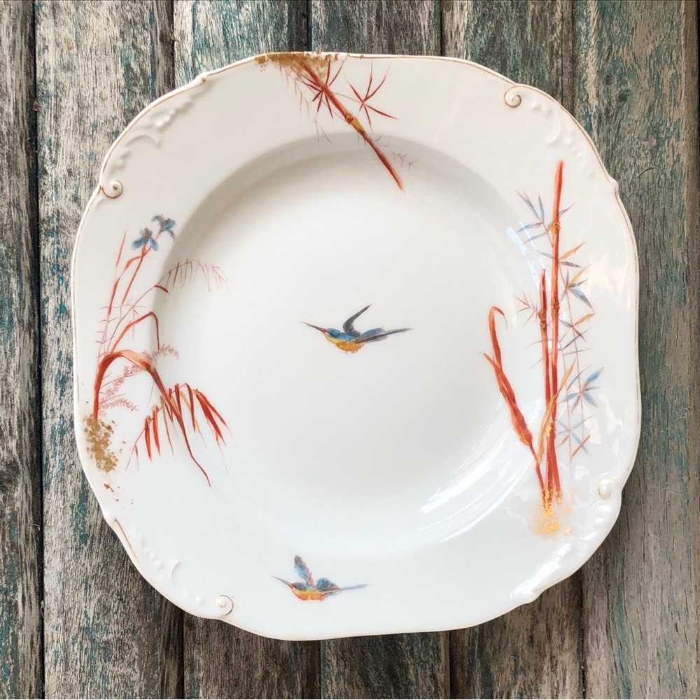 RARE Antique Guerin PARIS Limoges France Hummingbird Porcelain Plate